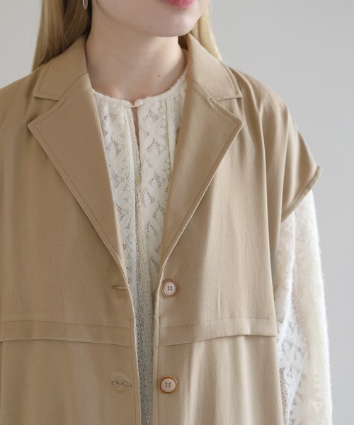 Bab(バブ)の「【セットアップ対応】ウエスト切替ロングジレ(ベスト・レディース・ライトグリーン/アイボリー・M)」の15枚目の写真