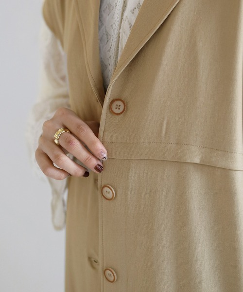 Bab(バブ)の「【セットアップ対応】ウエスト切替ロングジレ(ベスト・レディース・ライトグリーン/アイボリー・M)」の17枚目の写真