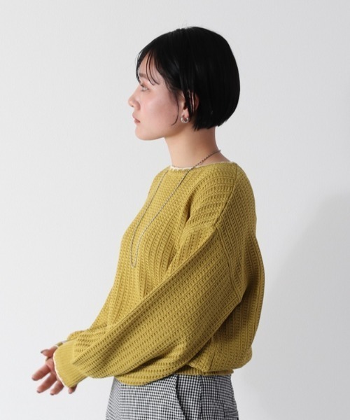 cepo(セポ)の「スカシアミショートニット(ニット/セーター・レディース・オフホワイト/サックスブルー/イエロー/オレンジ・M)」の16枚目の写真