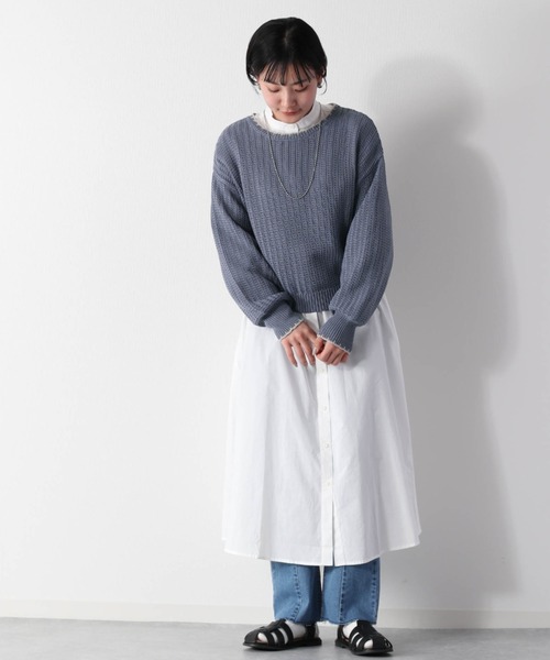 cepo(セポ)の「スカシアミショートニット(ニット/セーター・レディース・オフホワイト/サックスブルー/イエロー/オレンジ・M)」の15枚目の写真