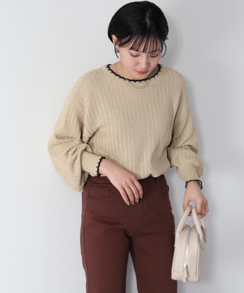 cepo(セポ)の「スカシアミショートニット(ニット/セーター・レディース・オフホワイト/サックスブルー/イエロー/オレンジ・M)」の5枚目の写真