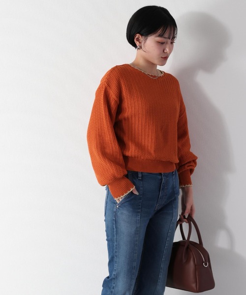 cepo(セポ)の「スカシアミショートニット(ニット/セーター・レディース・オフホワイト/サックスブルー/イエロー/オレンジ・M)」の19枚目の写真