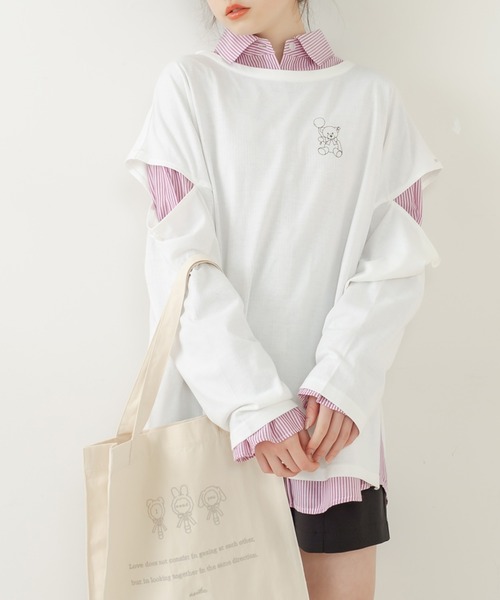 OLIVE des OLIVE（オリーブデオリーブ）の「olive×asukaモチーフTシャツ/カットアウトトップス（Tシャツ/カットソー・レディース・オフホワイト/ライトグレー/ミント・FREE）」の8枚目の写真