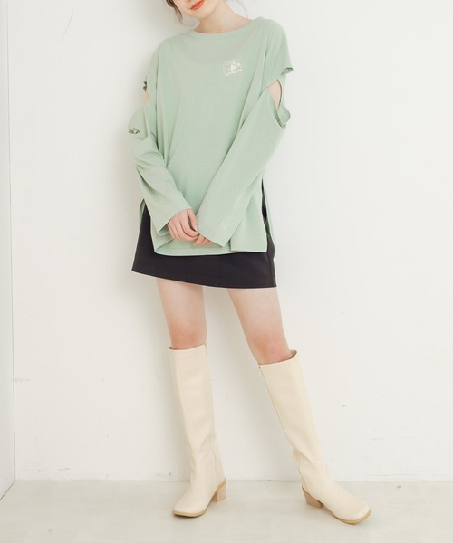 OLIVE des OLIVE（オリーブデオリーブ）の「olive×asukaモチーフTシャツ/カットアウトトップス（Tシャツ/カットソー・レディース・オフホワイト/ライトグレー/ミント・FREE）」の20枚目の写真