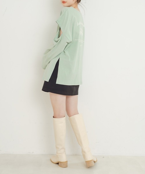 OLIVE des OLIVE（オリーブデオリーブ）の「olive×asukaモチーフTシャツ/カットアウトトップス（Tシャツ/カットソー・レディース・オフホワイト/ライトグレー/ミント・FREE）」の4枚目の写真