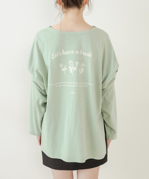 OLIVE des OLIVE（オリーブデオリーブ）の「olive×asukaモチーフTシャツ/カットアウトトップス（Tシャツ/カットソー・レディース・オフホワイト/ライトグレー/ミント・FREE）」の6枚目の写真