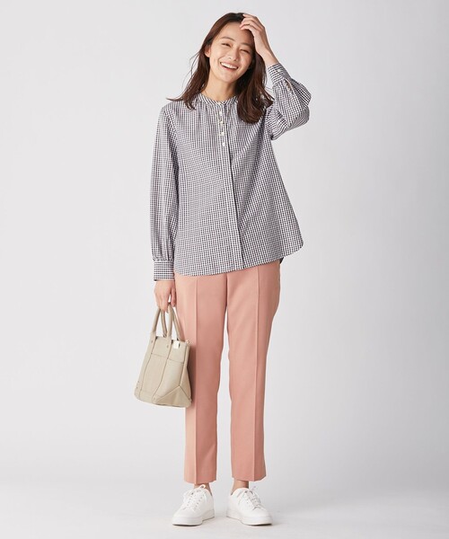 J.PRESS(ジェイプレス)の「【洗える】ポリエステルレーヨンマイクロギャバストレッチ テーパード パンツ(その他パンツ・レディース・ベージュ系/サックスブルー系/ピンク系/ネイビー系・T13/T15)」の9枚目の写真