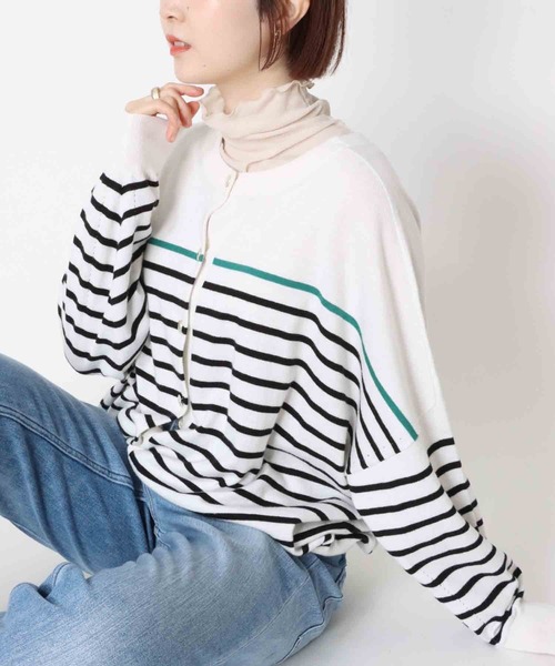 Jines(ジネス)の「シアーテレコ/インナータートルプルオーバーカットソー(Tシャツ/カットソー・レディース・ライトグレー/ブラック/ベージュ/ライトグリーン・FREE)」の5枚目の写真