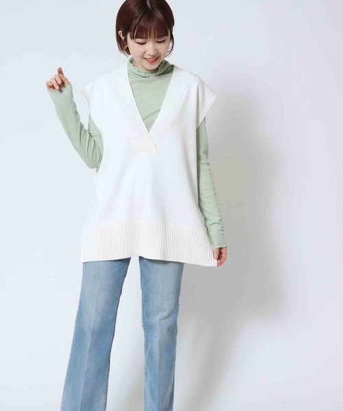 Jines(ジネス)の「シアーテレコ/インナータートルプルオーバーカットソー(Tシャツ/カットソー・レディース・ライトグレー/ブラック/ベージュ/ライトグリーン・FREE)」の21枚目の写真