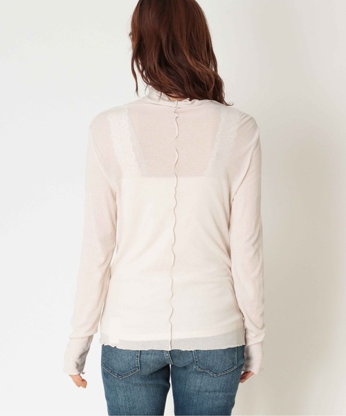 Jines(ジネス)の「シアーテレコ/インナータートルプルオーバーカットソー(Tシャツ/カットソー・レディース・ライトグレー/ブラック/ベージュ/ライトグリーン・FREE)」の15枚目の写真