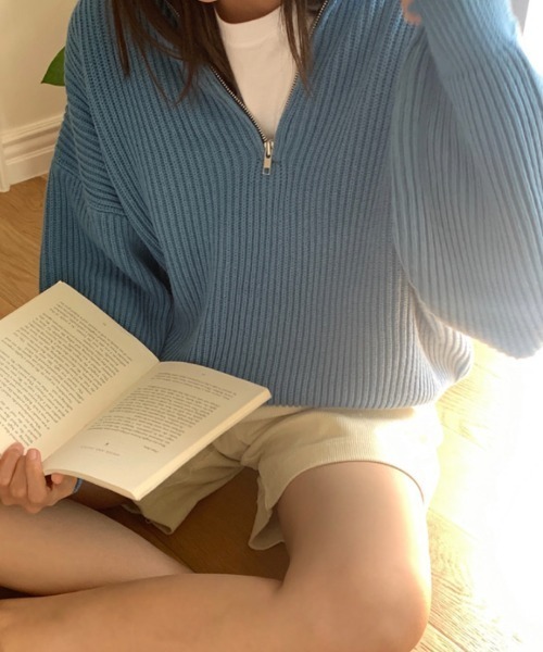 MANGROVE（マングローブ）の「ハーフジップリブニット（ニット/セーター・レディース・ネイビー/ピンク/ブルー/アイボリー・FREE）」の16枚目の写真