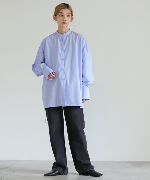 select MOCA（セレクトモカ）の「バックドローストリングシャツ（シャツ/ブラウス・レディース・ホワイト/ブルー・FREE）」の4枚目の写真