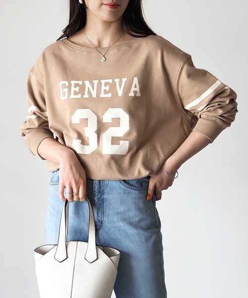 Riberry（リベリー）の「ナンバリングカレッジロゴプルオーバー（Tシャツ/カットソー・レディース・ブラウン/オレンジ/グリーン/アイボリー/スミクロ・MEDIUM）」の4枚目の写真