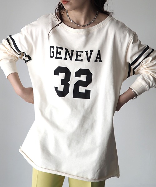 Riberry（リベリー）の「ナンバリングカレッジロゴプルオーバー（Tシャツ/カットソー・レディース・ブラウン/オレンジ/グリーン/アイボリー/スミクロ・MEDIUM）」の2枚目の写真