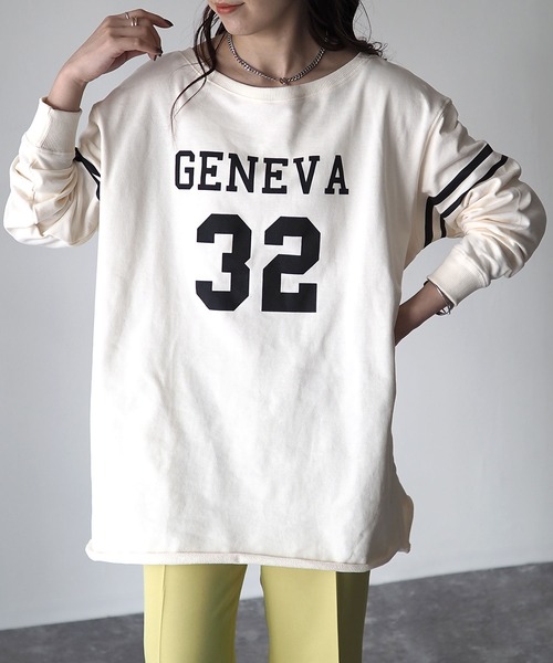 Riberry（リベリー）の「ナンバリングカレッジロゴプルオーバー（Tシャツ/カットソー・レディース・ブラウン/オレンジ/グリーン/アイボリー/スミクロ・MEDIUM）」の6枚目の写真