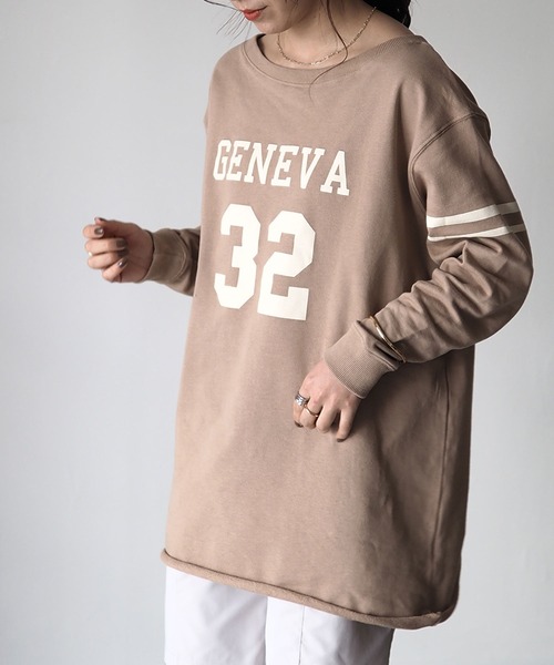 Riberry（リベリー）の「ナンバリングカレッジロゴプルオーバー（Tシャツ/カットソー・レディース・ブラウン/オレンジ/グリーン/アイボリー/スミクロ・MEDIUM）」の8枚目の写真