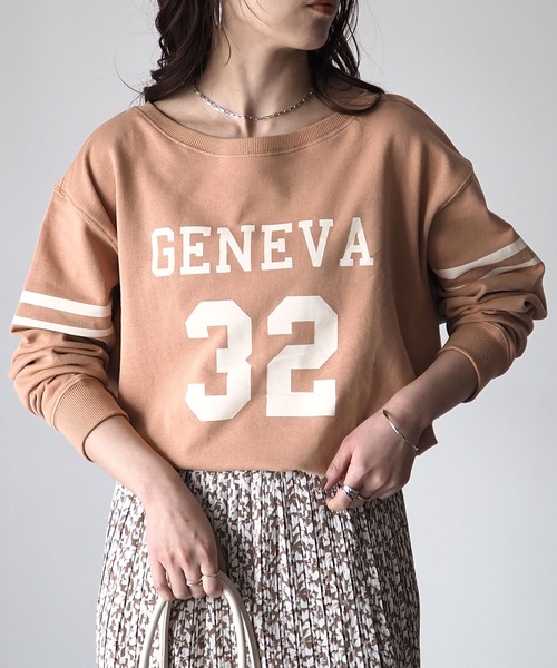 Riberry（リベリー）の「ナンバリングカレッジロゴプルオーバー（Tシャツ/カットソー・レディース・ブラウン/オレンジ/グリーン/アイボリー/スミクロ・MEDIUM）」の13枚目の写真