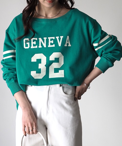 Riberry（リベリー）の「ナンバリングカレッジロゴプルオーバー（Tシャツ/カットソー・レディース・ブラウン/オレンジ/グリーン/アイボリー/スミクロ・MEDIUM）」の9枚目の写真