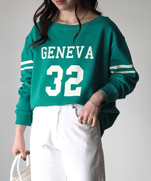 Riberry（リベリー）の「ナンバリングカレッジロゴプルオーバー（Tシャツ/カットソー・レディース・ブラウン/オレンジ/グリーン/アイボリー/スミクロ・MEDIUM）」の18枚目の写真