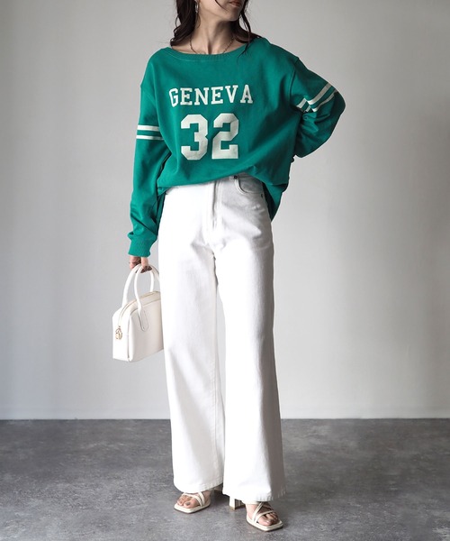 Riberry（リベリー）の「ナンバリングカレッジロゴプルオーバー（Tシャツ/カットソー・レディース・ブラウン/オレンジ/グリーン/アイボリー/スミクロ・MEDIUM）」の10枚目の写真