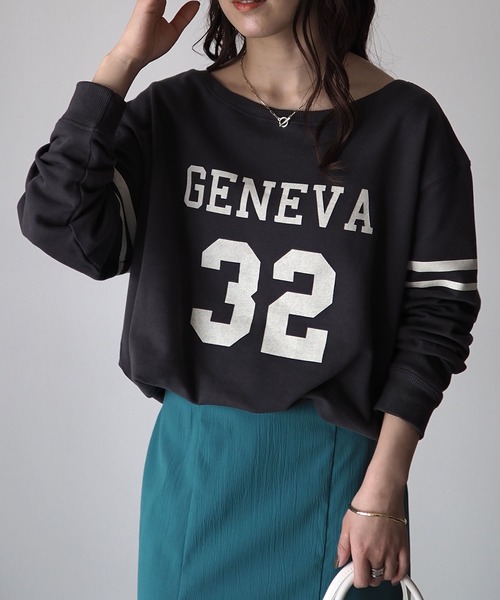 Riberry（リベリー）の「ナンバリングカレッジロゴプルオーバー（Tシャツ/カットソー・レディース・ブラウン/オレンジ/グリーン/アイボリー/スミクロ・MEDIUM）」の16枚目の写真