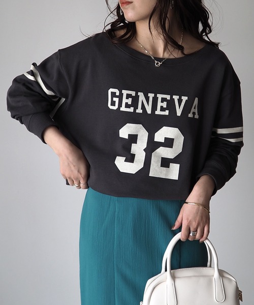 Riberry（リベリー）の「ナンバリングカレッジロゴプルオーバー（Tシャツ/カットソー・レディース・ブラウン/オレンジ/グリーン/アイボリー/スミクロ・MEDIUM）」の7枚目の写真