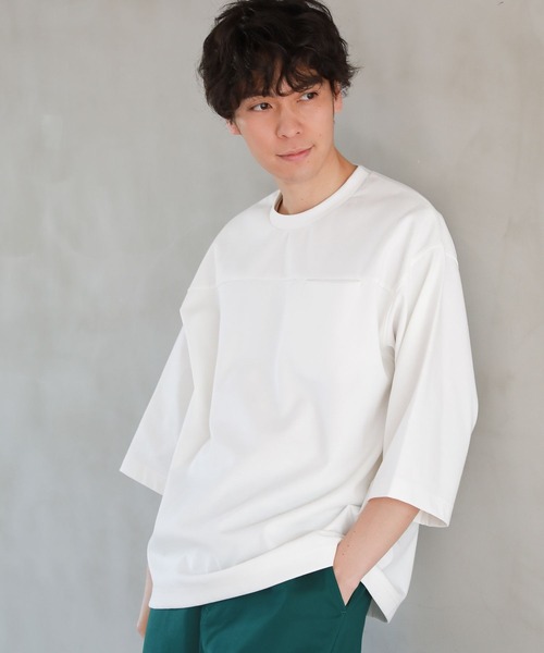 LAKOLE（ラコレ）の「ポンチクロップドスリーブ切替Tシャツ / 270652（Tシャツ/カットソー・メンズ・ホワイト/ブラック/ブルー/桜・MEDIUM/LARGE/X-LARGE）」の2枚目の写真