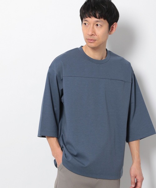 LAKOLE（ラコレ）の「ポンチクロップドスリーブ切替Tシャツ / 270652（Tシャツ/カットソー・メンズ・ホワイト/ブラック/ブルー/桜・MEDIUM/LARGE/X-LARGE）」の3枚目の写真