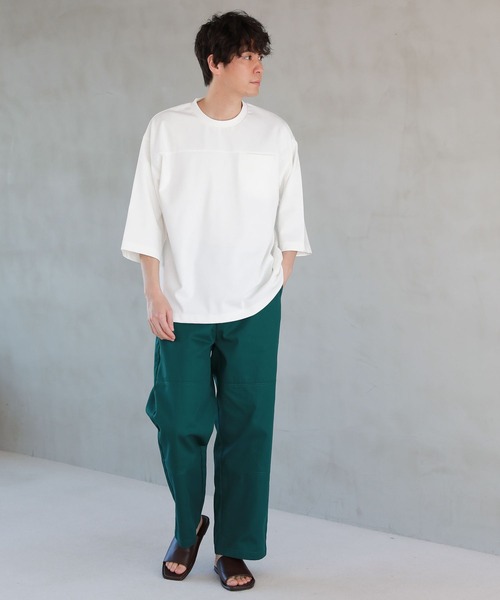 LAKOLE（ラコレ）の「ポンチクロップドスリーブ切替Tシャツ / 270652（Tシャツ/カットソー・メンズ・ホワイト/ブラック/ブルー/桜・MEDIUM/LARGE/X-LARGE）」の5枚目の写真