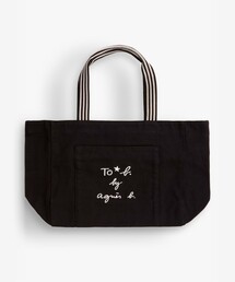 ロゴ 刺繍 コットン スクエア トートバッグ