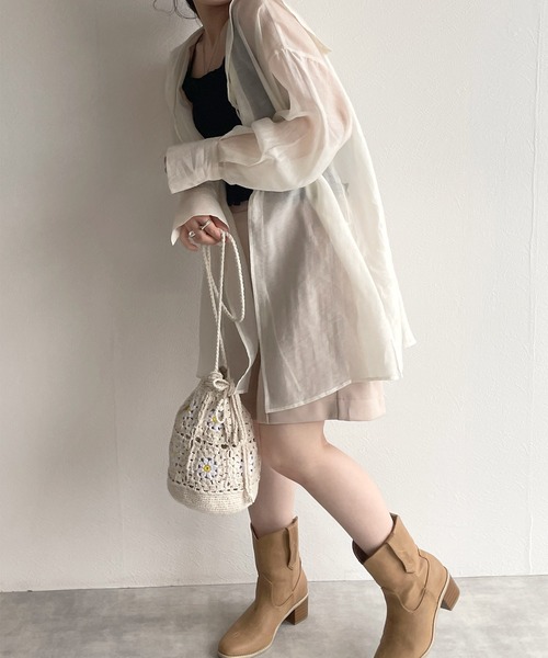 w closet(ダブルクローゼット)の「セーラーカラー前リボンブラウス(シャツ/ブラウス・レディース・アイボリー/ピンク/ブラック・FREE)」の5枚目の写真