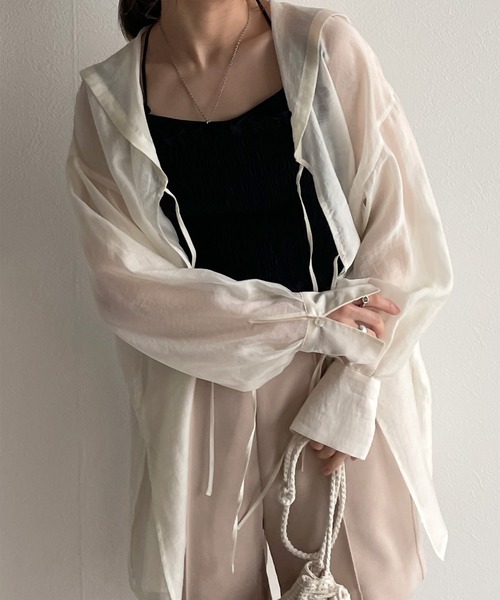 w closet(ダブルクローゼット)の「セーラーカラー前リボンブラウス(シャツ/ブラウス・レディース・アイボリー/ピンク/ブラック・FREE)」の10枚目の写真