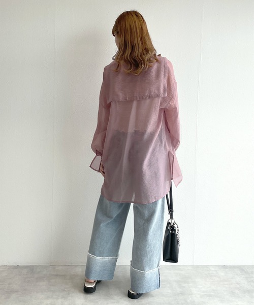 w closet(ダブルクローゼット)の「セーラーカラー前リボンブラウス(シャツ/ブラウス・レディース・アイボリー/ピンク/ブラック・FREE)」の18枚目の写真