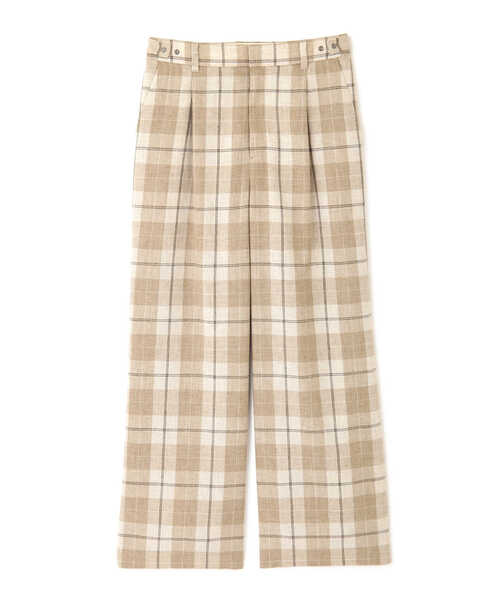 human woman（ヒューマンウーマン）の「◆麻みえポリエステルツイルチェックパンツ（その他パンツ・レディース・ベージュ系その他3・SMALL/MEDIUM）」の4枚目の写真