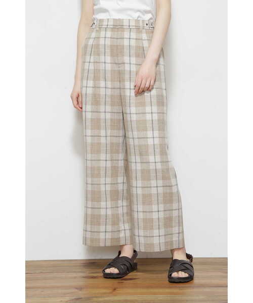 human woman（ヒューマンウーマン）の「◆麻みえポリエステルツイルチェックパンツ（その他パンツ・レディース・ベージュ系その他3・SMALL/MEDIUM）」の5枚目の写真
