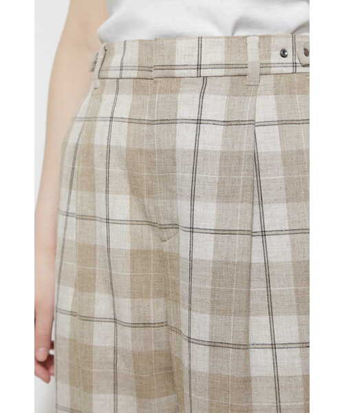 human woman（ヒューマンウーマン）の「◆麻みえポリエステルツイルチェックパンツ（その他パンツ・レディース・ベージュ系その他3・SMALL/MEDIUM）」の8枚目の写真