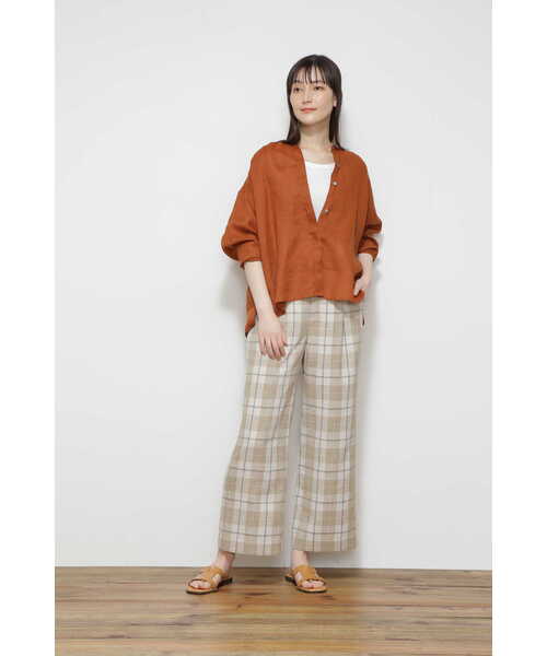human woman（ヒューマンウーマン）の「◆麻みえポリエステルツイルチェックパンツ（その他パンツ・レディース・ベージュ系その他3・SMALL/MEDIUM）」の12枚目の写真