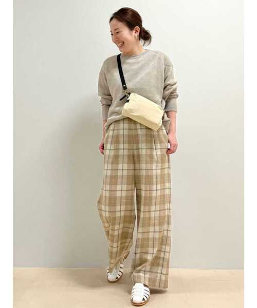 human woman（ヒューマンウーマン）の「◆麻みえポリエステルツイルチェックパンツ（その他パンツ・レディース・ベージュ系その他3・SMALL/MEDIUM）」の15枚目の写真