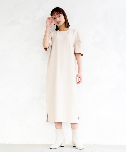 Emilyan（エミリアン）の「【2022SS】ダブルフェイスストレッチ・ボリュームスリーブワンピース（ワンピース・レディース・チャコールグレー/ベージュ/サックスブルー・9号）」の8枚目の写真