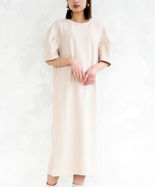 Emilyan（エミリアン）の「【2022SS】ダブルフェイスストレッチ・ボリュームスリーブワンピース（ワンピース・レディース・チャコールグレー/ベージュ/サックスブルー・9号）」の20枚目の写真