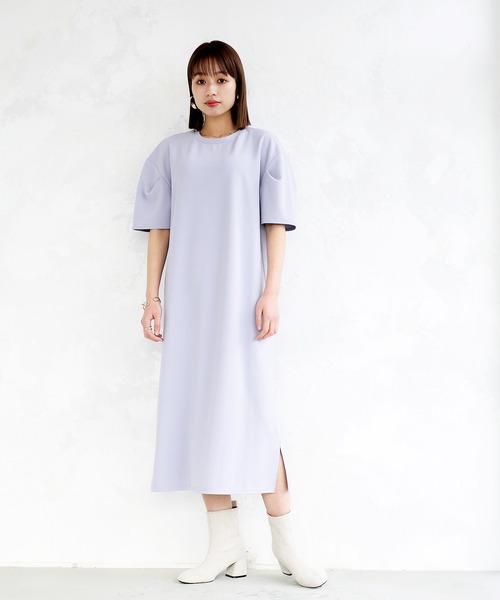 Emilyan（エミリアン）の「【2022SS】ダブルフェイスストレッチ・ボリュームスリーブワンピース（ワンピース・レディース・チャコールグレー/ベージュ/サックスブルー・9号）」の11枚目の写真