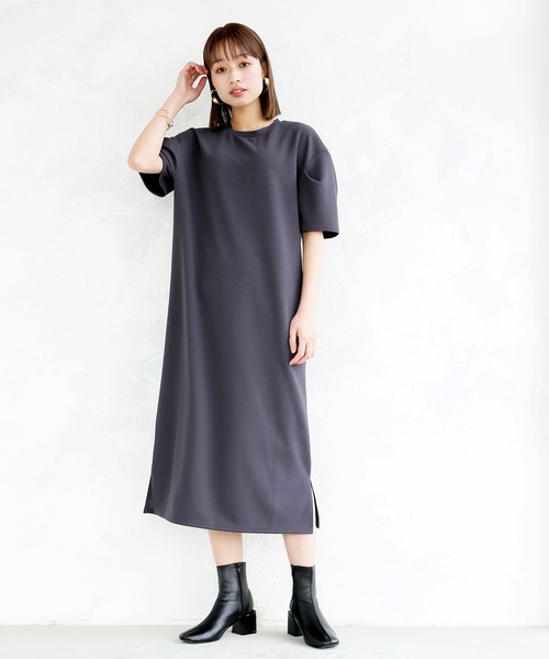 Emilyan（エミリアン）の「【2022SS】ダブルフェイスストレッチ・ボリュームスリーブワンピース（ワンピース・レディース・チャコールグレー/ベージュ/サックスブルー・9号）」の14枚目の写真
