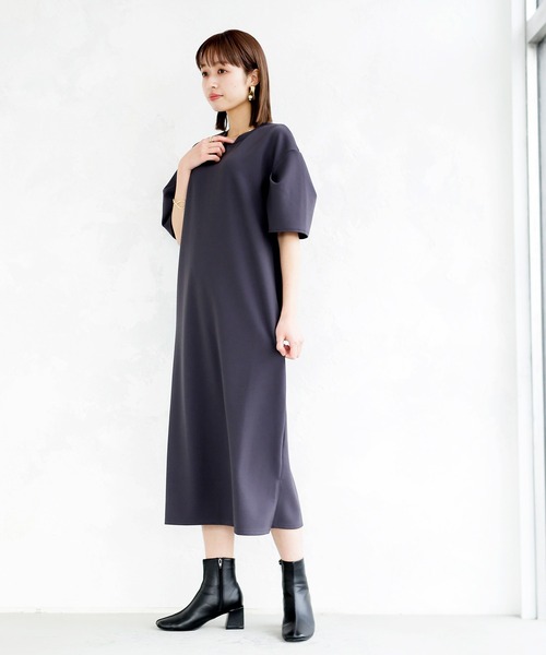 Emilyan（エミリアン）の「【2022SS】ダブルフェイスストレッチ・ボリュームスリーブワンピース（ワンピース・レディース・チャコールグレー/ベージュ/サックスブルー・9号）」の16枚目の写真