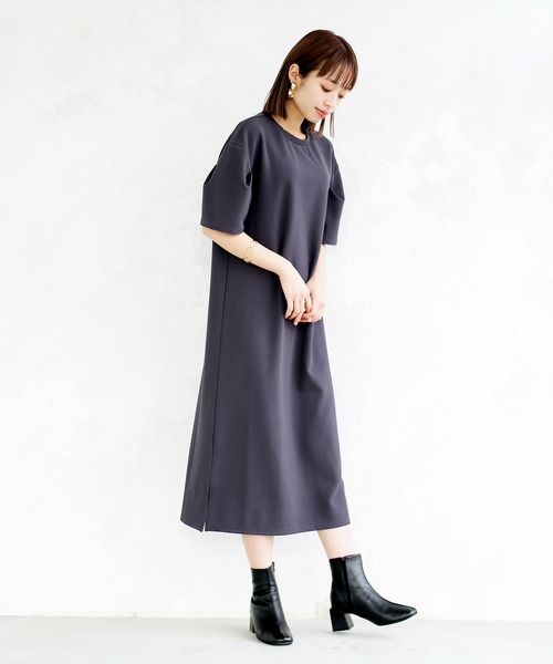 Emilyan（エミリアン）の「【2022SS】ダブルフェイスストレッチ・ボリュームスリーブワンピース（ワンピース・レディース・チャコールグレー/ベージュ/サックスブルー・9号）」の19枚目の写真