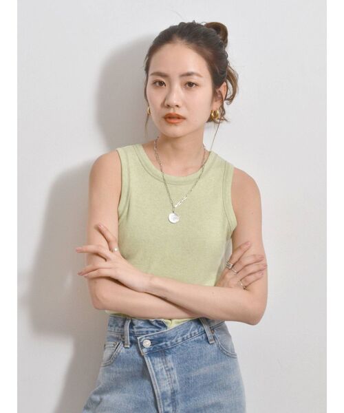 Ungrid(アングリッド)の「草木染テレコタンクトップ(タンクトップ・レディース・アイボリー/ピンク/オレンジ/グリーン/ブルー・FREE)」の3枚目の写真