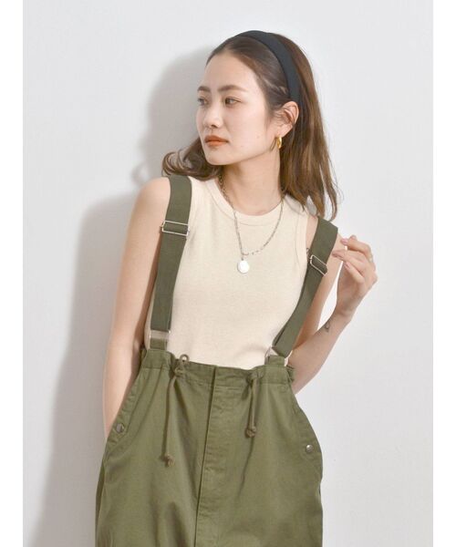 Ungrid(アングリッド)の「草木染テレコタンクトップ(タンクトップ・レディース・アイボリー/ピンク/オレンジ/グリーン/ブルー・FREE)」の2枚目の写真