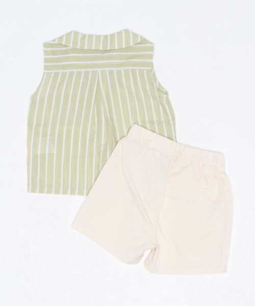 moimoln（モイモルン）の「【セットアップ】ストライプノースリシャツ&パンツ（シャツ/ブラウス・キッズ・グリーン・80ｃｍ/90cm/100cm/110cm）」の10枚目の写真