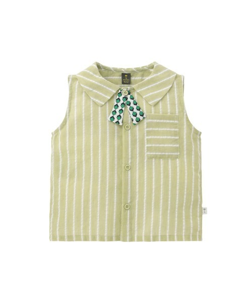 moimoln（モイモルン）の「【セットアップ】ストライプノースリシャツ&パンツ（シャツ/ブラウス・キッズ・グリーン・80ｃｍ/90cm/100cm/110cm）」の3枚目の写真