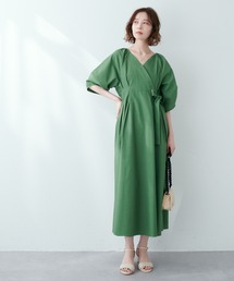 natural couture | 春夏に着たい大人上品な1着 綿麻カシュクール風ランタンワンピース(ワンピース)