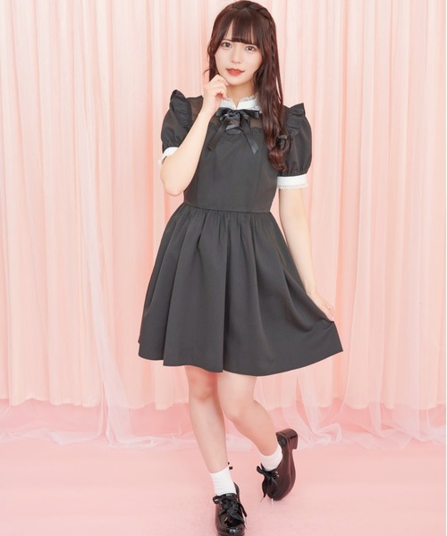 Secret Honey(シークレットハニー)の「フロントレースアップバイカラーワンピース(ワンピース・レディース・ピンク/グレー/ブラック・MEDIUM)」の5枚目の写真